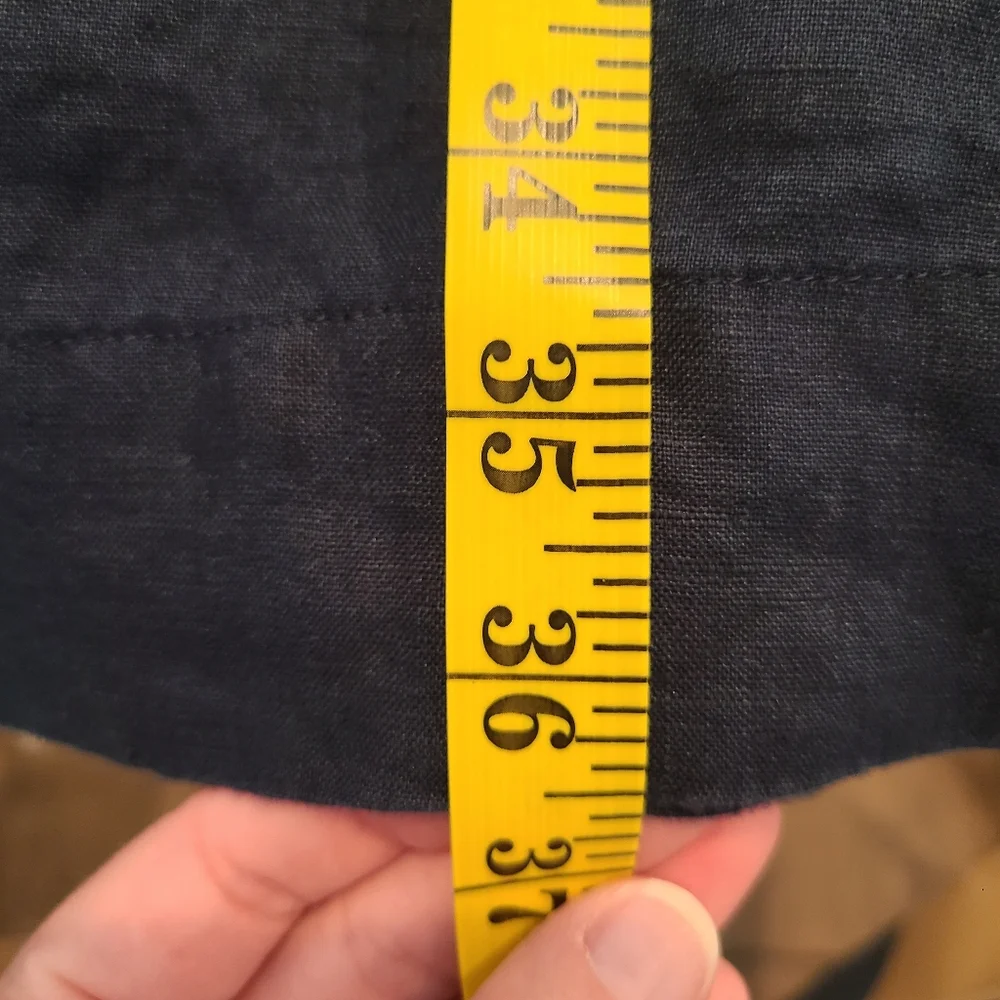 J.Jill Love Linen Navy Blue Tie Front Button Down Collared Tank Midi Dress - Picture 8 of 9